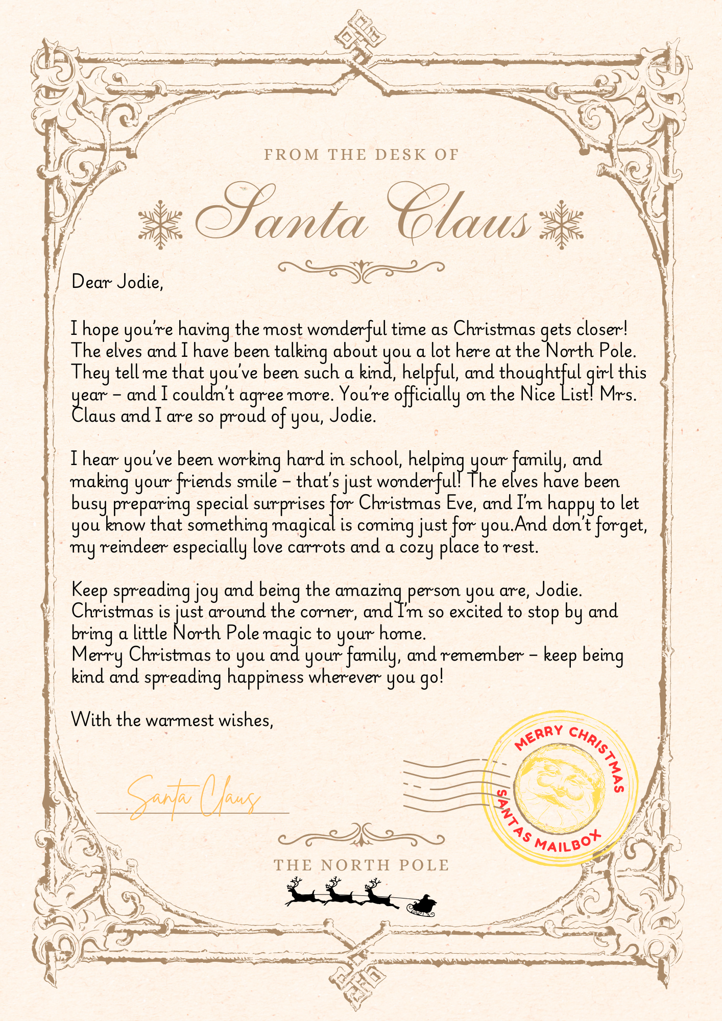 The North Pole Magic Bundle - A Personalised Letter from Santa In the North Pole plus a Personalised Certificate of Good Behaviour.
